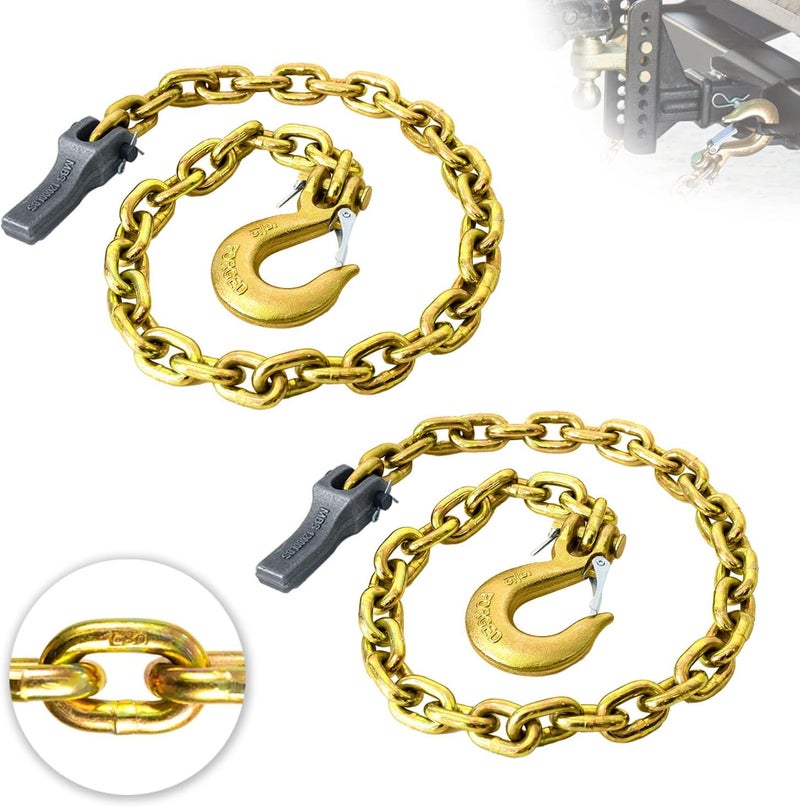 TKK 2-Pack Trailer Safety Chain - 35 Inch Chain with 5/16'' Clevis Snap Hook and Retainer | 21,000 lbs Break Strength | Secure Towing Transport Chains - Image 1